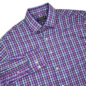 Peter Millar Summer Comfort Men's Medium Purple Multicolor Button Up Dress Shirt